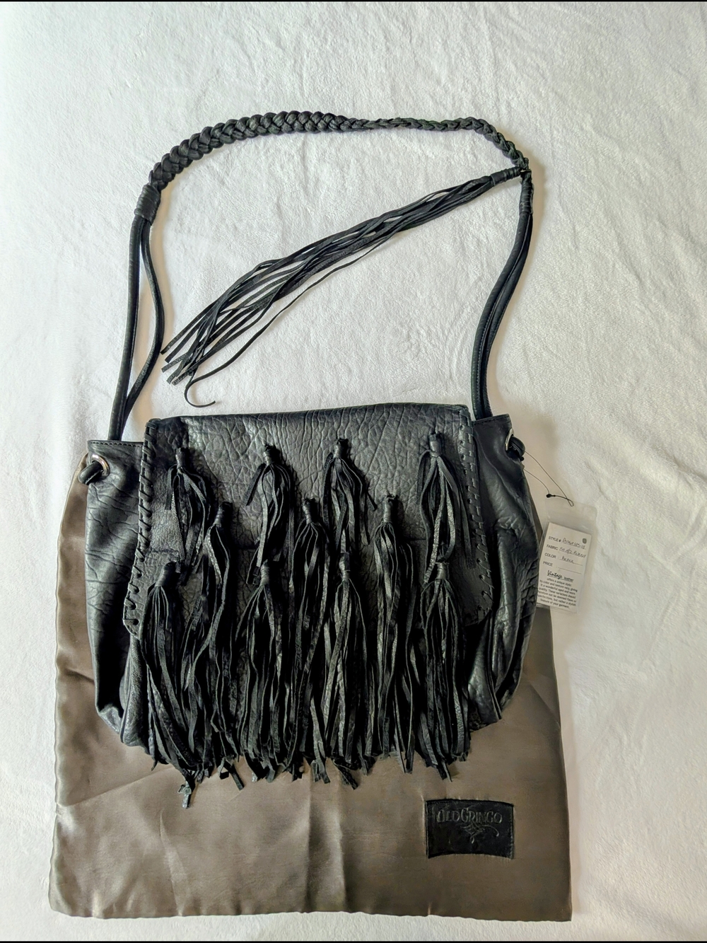 Old Gringo Leather Fringe Shoulder Bag - Black